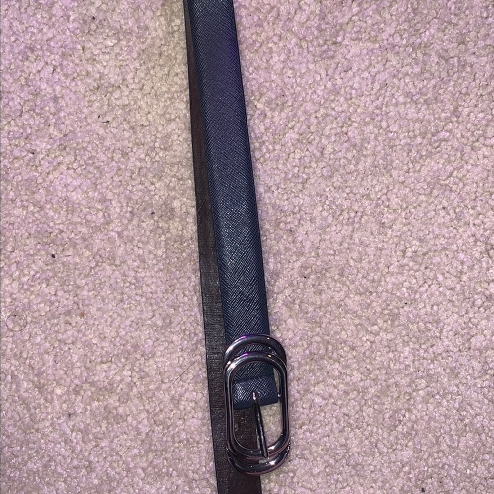 Faux Leather Blue Belt with Silver Buckle